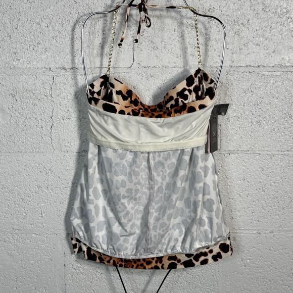 Vince Camuto Chain-Halter Blouson Tankini Top, Animal print, Large MSRP $138 - Picture 9 of 11